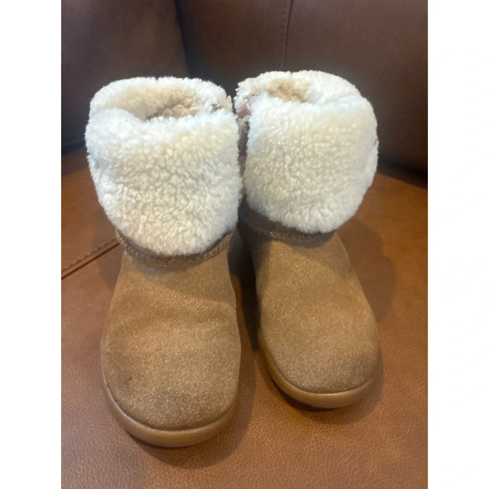 UGG 'Ramona' Girls Toddler Boots Chestnut Suede Sheepskin 1096089T